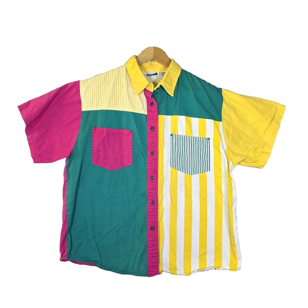 VTG 90s Gitano Color Block Striped Shirt Large Unisex Cotton Hip Hop Kidcore
